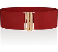 Ro Rox Ceinture Large Élastique Femme Taille Haute Style Rétro Vintage - Ceinture Stretch pour Robes, Années 74, Rouge et or, L