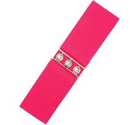 Ro Rox Ceinture Large Élastique Femme Taille Haute Style Rétro Vintage - Ceinture Stretch pour Robes, Années 50 - Boucle Argent ou Or - Taille 40-44 - Rose - M