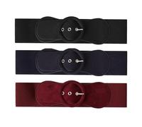 Ro Rox Ceinture rétro style vintage rockabilly des années 1950 de, une de chaque couleur (3 ceintures), M