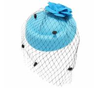 Ro Rox Chapeau Ruby de Rose Filet Vintage Retro 1940 1950 Fascinator Party Mariage - Bleu Vif