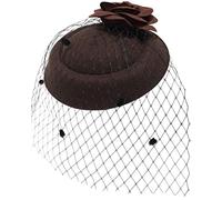 Ro Rox Chapeau Ruby de Rose Filet Vintage Retro 1940 1950 Fascinator Party Mariage - Marron