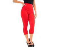 Ro Rox Ella Années 50 Vintage Retro Pinup Pantalon Capri 3/4 Trois-Quarts - Rouge (XL)