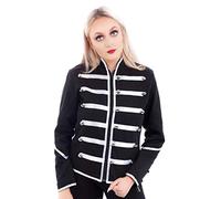 Ro Rox Femme Parade Veste Blouson Emo Punk Napoleon Militaire Officier (L - FR 40, Argent)