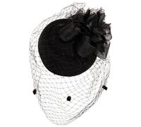 Ro Rox Filet Noeud Bibi Chapeau Perlé Rétro Pin-Up Années 40 50 Fête De Mariage, Noir, Taille Unique