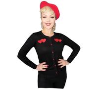 Ro Rox Gilet Double Hearts, Style rétro années 50, Rockabilly, pin-up, Maille Vintage, Noir, 3XL