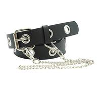 Ro Rox Hawk Gothique Goth Grunge Punk Ceinture avec Boucle Carrée et Chaîne - Noir