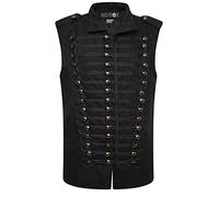 Ro Rox Homme Napoleonic Goth Coton Veste Sans Manches Uniforme Défilé Militaire - Noir (3XL)