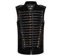 Ro Rox Homme Napoleonic Goth Velours Veste Sans Manches Uniforme Défilé Militaire - Noir (XL)