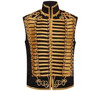 Ro Rox Hommes Veste de Parade Sans manches Adam Fanfare Militaire Batteur Festival de Musique, Noir, 4XL
