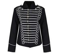 Ro Rox Jacket Militaire Parade Batteur Emo Punk pour Femmes - Noir Argent (XL)