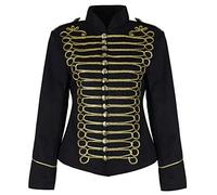 Ro Rox Jacket militaire Parade batteur Emo Punk pour Femmes - Or noir (3XL)
