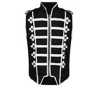 Ro Rox Men's Marching Band Vest Drummer Sleeveless Parade Jacket - Black & White (XXXL)