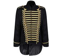 Ro Rox Men's Parade Jacket Marching Band Drummer Gothic Tailcoat - Black & Gold (S)