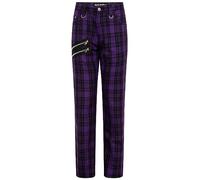 Ro Rox Pantalon à Carreaux Tartan Unisexe Emo Punk Gothique Conique, Violet, 26W