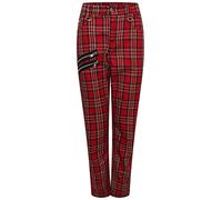 Ro Rox Pantalon Tartan Pantalon À Carreaux Unisexe Emo Punk Gothique Conique, Rouge, 28w