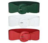 Ro Rox Raya Ceinture d'infirmière élastique Stretch Wide 50's Retro Vintage Waist Cincher, Une de chaque couleur Rouge Blanc Vert (3 ceintures), L