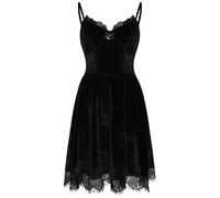 Ro Rox Robe en Velours Silas Baby Doll Sexy Gothique Croissant de Lune Stretch Sangle, Noir, L