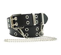 Ro Rox Rudie Gothique Goth Grunge Punk Ceinture avec Boucle Carrée et Chaîne - Noir (M)