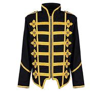Ro Rox Steampunk Emo Punk Goth Militaire Officier Parade Veste - Noir & Or (L Homme)