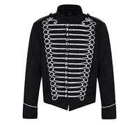 Ro Rox Steampunk Emo Punk Napoleon Militaire Officier Parade Veste Blouson - Noir Argent (Homme XXL)