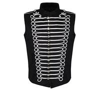 Ro Rox Veste De Défilé sans Manches Punk Militaire pour Hommes, Noir & Argent, S