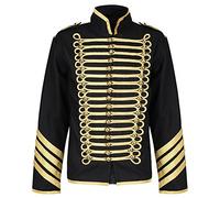 Ro Rox Veste de Parade Batteur Militaire Punk Goth Rock pour Hommes - Noir & Or (S)