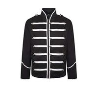 Ro Rox Veste de Parade Musique Batteur Officier Militaire de Homme - Noir et Argent (2XL)