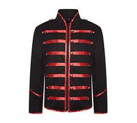 Ro Rox Veste de Parade Musique Batteur Officier Militaire de Homme - Noir et Rouge (L)