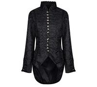 Ro Rox Veste Queue-de-Pie Gothique en Velours de Femme Goth - Brocart (M)