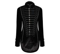 Ro Rox Veste Queue-de-Pie Gothique en Velours de Femme Goth - Noir (L)