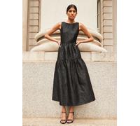 Ro & Zo Ro & Zo Black Georgie Tiered Jacquard Dress Black EU 46 (UK 18)