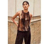 Ro & Zo Ro & Zo Brown Sequin Halter Neck Vest