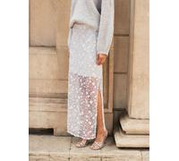 Ro & Zo Ro & Zo Silver Petite Crystal Sequin Beaded Skirt Silver 6