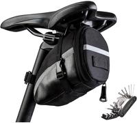 Road Bike Bag,Mountain Bike Saddle Bag With Large Capacity,Reflective Bike Accessory,16 In 1 Bike Tools For Road Bike Mtb Folding (Black)