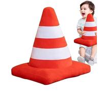 Road Cone Plush - Oreiller de pneu amusant, coussin en peluche doux, peluche sur le thème de la construction | Pour les célébrations d'anniversaire, décoration de salle de jeux, canapé, chambre à couc