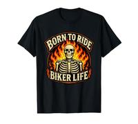 Road in My Bones Fire in My Soul Flaming Skeleton Biker T-Shirt Graphique avec Valeur