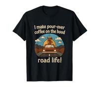 Road Life Verser Café Voyage Graphique Voiture Coucher de Soleil T-Shirt
