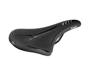 ROAD/MTB saddle, VELO - FIT ATHLETE BC, M, 280 x 147 mm, black with silver stripes, on card