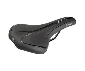 ROAD/MTB saddle, VELO - FIT ATHLETE BC, XL, 275 x 163 mm, black with silver stripes, on card