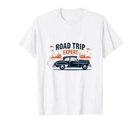 Road Trip Expert en Voitures Anciennes et Voyages d'aventure T-Shirt, Homme, Blanc, S