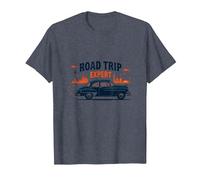 Road Trip Expert en Voitures Anciennes et Voyages d'aventure T-Shirt, Homme, Bleu Chiné, 4XL