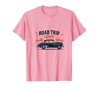 Road Trip Expert en Voitures Anciennes et Voyages d'aventure T-Shirt, Homme, Rose, M