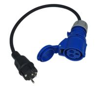 RoadEu - Adaptateur CEE 16A 3 pôles, connecteur mâle sur fiche Schuko - Adaptateur électrique IP44 avec câble en caoutchouc de 0,5 m, 3x2,5 mm² - Pour le camping, l'atelier et l'extérieur