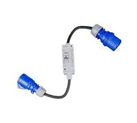 RoadEu - Adaptateur CEE 32A vers 16A avec disjoncteur 16A Type C - Rallonge 0,8 m câble en Caoutchouc 3x4mm² - IP44 - pour Camping, Atelier, extérieur