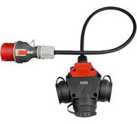 RoadEu - Adaptateur de Chantier Triphasé 16A | Fiche CEE 5P 400V vers 3X Prises 230V | Rallonge Industrielle 0,5 m Câble Caoutchouc | Répartiteur de Phases IP44