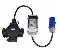 RoadEu - Adaptateur pour Caravanne CEE Complet avec Compteur - Fiche 16A 3P vers Prise 3 x 230 V - Rallonge 1m avec Compteur électrique IP44