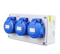 RoadEu - Bloc de Prises murales 3X 230V 16A IP67 Étanche, Coffret électrique extérieur avec couvercles, Boîtier de Distribution prêt à l’Emploi