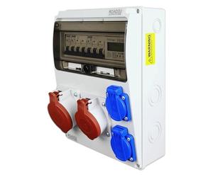 RoadEu - Coffret CEE IP44 : 32A + 16A 5P, 2 prises 2P+T 230V, compteur triphasé MID 100A et disjoncteurs