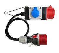 RoadEu - Coffret Combiné - Adaptateur Prise Combinée Fiche 16A, Prise16A 3P+N+E et Prises 2P+E. Mobile Distributeur de Courant. Rallonge, Câble en Caoutchouc 0,5m