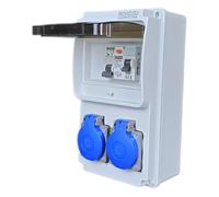 RoadEu - Coffret de Chantier 230V - 2x prise - avec disjoncteur Différentiel et disjoncteur C 16A - Câblé, Distributeur de Prises idéal pour les ateliers, les garages et les usines